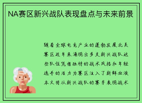 NA赛区新兴战队表现盘点与未来前景